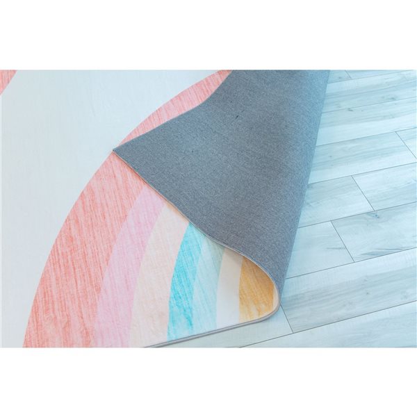 Rug Branch Soft Steps Playtime 4 x 6-ft Cream/Pink Rainbow Kids Playmat Indoor Soft Area Rug