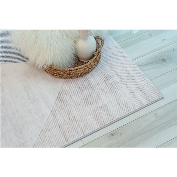 Tapis décoratif d'intérieur Eclipse de Rug Branch 5 x 8 pi style abstrait minimaliste à motif géométrique beige