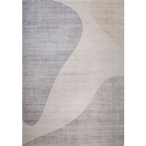 Tapis décoratif d'intérieur Eclipse de Rug Branch 5 x 8 pi style abstrait minimaliste à motif géométrique beige