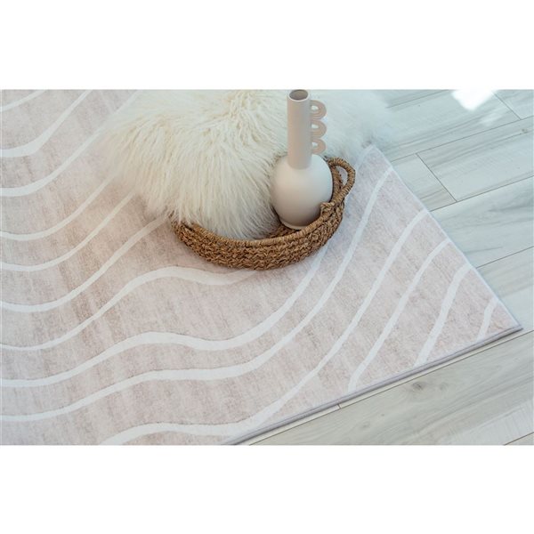 Tapis décoratif d'intérieur Eclipse de Rug Branch 5 x 8 pi style moderne abstrait beige