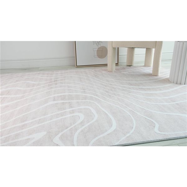 Tapis décoratif d'intérieur Eclipse de Rug Branch 5 x 8 pi style moderne abstrait beige