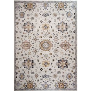 Tapis décoratif d'intérieur Aruba de Rug Branch 8 x 11 pi style rétro traditionnel gris/ocre/crème