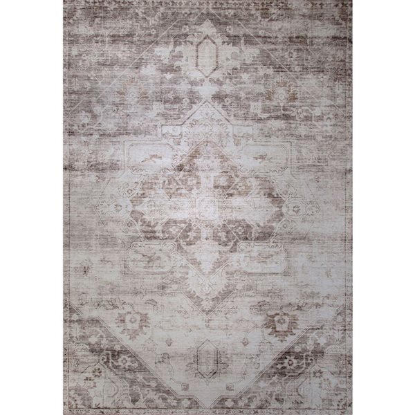 Tapis décoratif d'intérieur Aruba de Rug Branch 5 x 8 pi style rétro traditionnel crème/brun