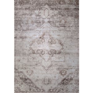 Tapis décoratif d'intérieur Aruba de Rug Branch 5 x 8 pi style rétro traditionnel crème/brun