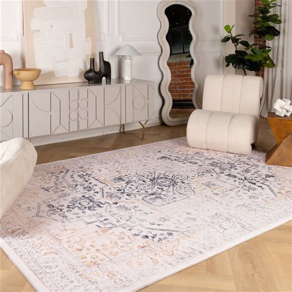 Rug Branch Aruba 7 x 10-ft Cream/Grey Vintage Traditional Indoor Soft Area Rug