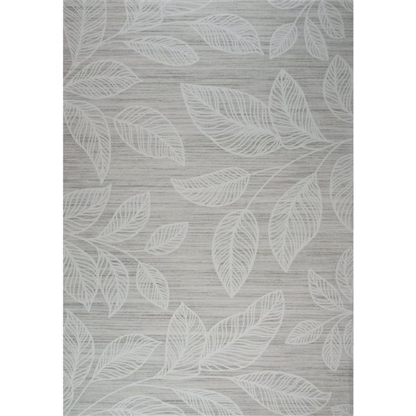 Tapis décoratif d'intérieur Blossom de Rug Branch 5 x 8 pi moderne motif feuilles crème