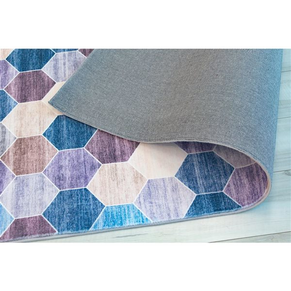 Tapis décoratif d'intérieur Eclipse de Rug Branch 8 x 11 pi moderne motif octogonal violet/crème/bleu