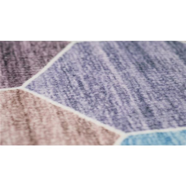 Tapis décoratif d'intérieur Eclipse de Rug Branch 8 x 11 pi moderne motif octogonal violet/crème/bleu