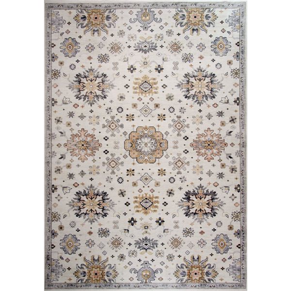 Rug Branch Aruba 7 x 10-ft Cream/Brown/Grey Modern Floral Pattern Indoor Soft Area Rug