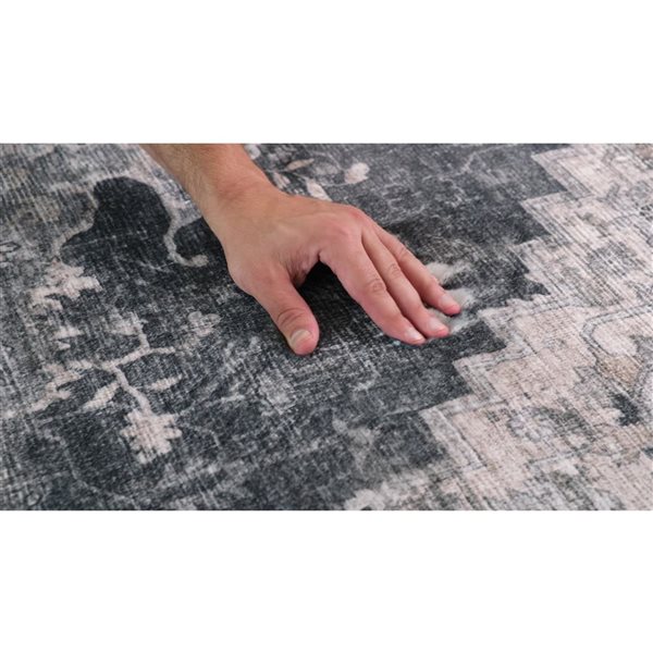 Tapis décoratif d'intérieur Aruba de Rug Branch 8 x 10 pi motif géométrique gris/noir