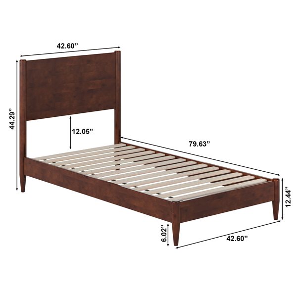 AFI Furnishings Pasadena Twin Solid Wood Low Profile Platform Bed - Walnut