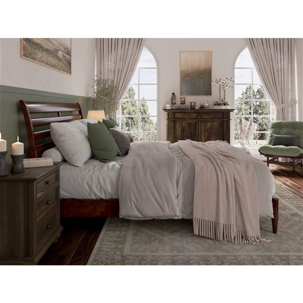 AFI Furnishings Savannah King Solid Wood Low Profile Platform Bed - Walnut