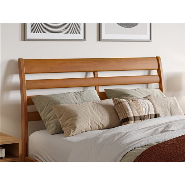 AFI Furnishings Savannah Full Solid Wood Headboard with Attachable Charger - Light Toffee