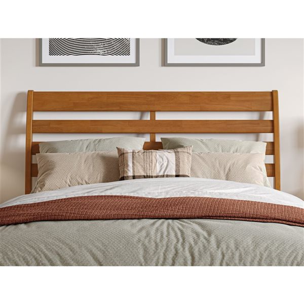 AFI Furnishings Savannah Full Solid Wood Headboard with Attachable Charger - Light Toffee