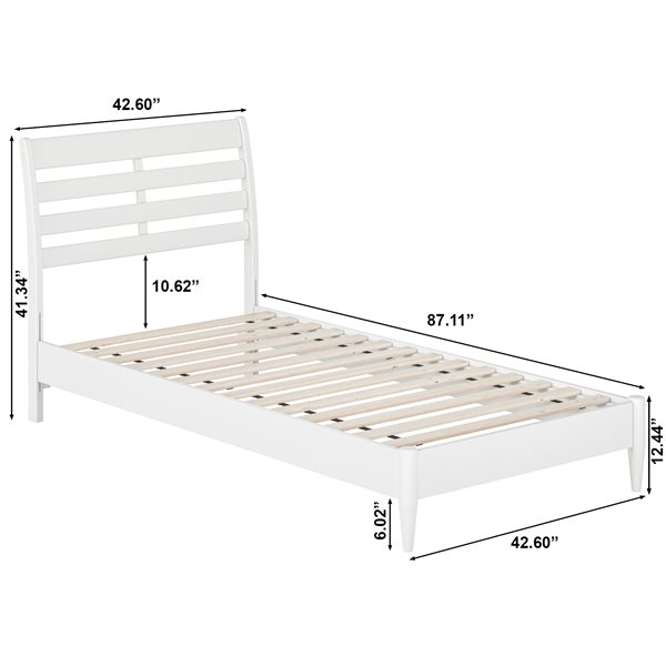 AFI Furnishings Savannah Twin XL Solid Wood Low Profile Platform Bed - White