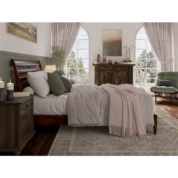 AFI Furnishings Savannah Queen Solid Wood Low Profile Platform Bed - Walnut