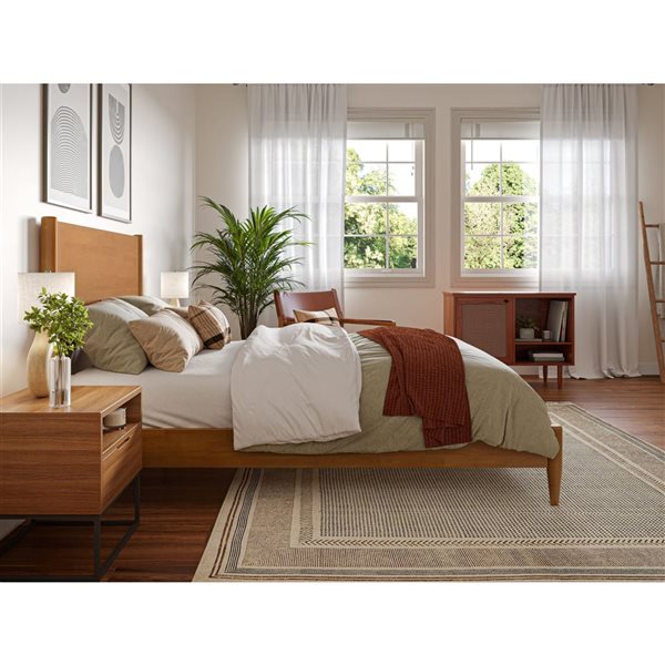 AFI Furnishings Pasadena Full Solid Wood Low Profile Platform Bed - Light Toffee