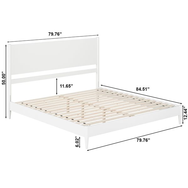 AFI Furnishings Pasadena King Solid Wood Low Profile Platform Bed - White