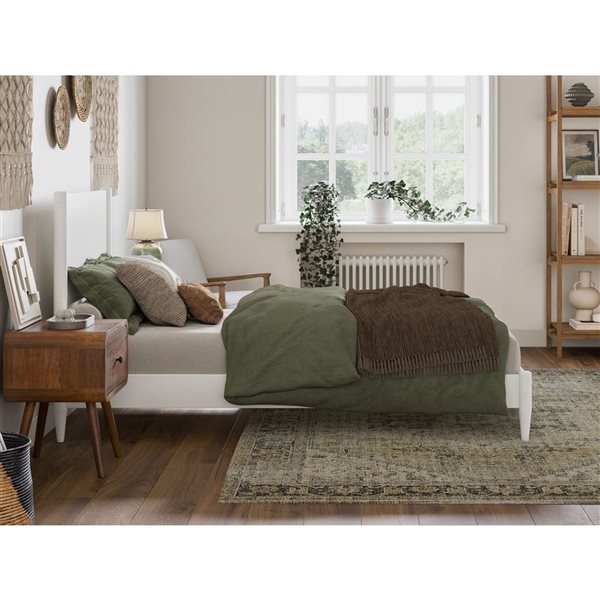 AFI Furnishings Pasadena Twin XL Solid Wood Low Profile Platform Bed - White