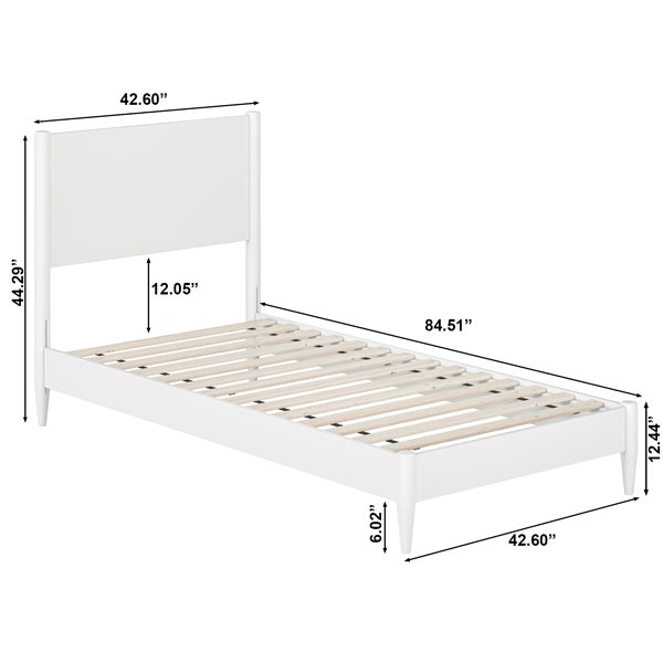 AFI Furnishings Pasadena Twin XL Solid Wood Low Profile Platform Bed - White