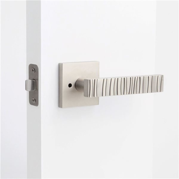 McBowery Groove Satin Nickel Combined Modern Interior Privacy/Passage Left Hand Door Handle