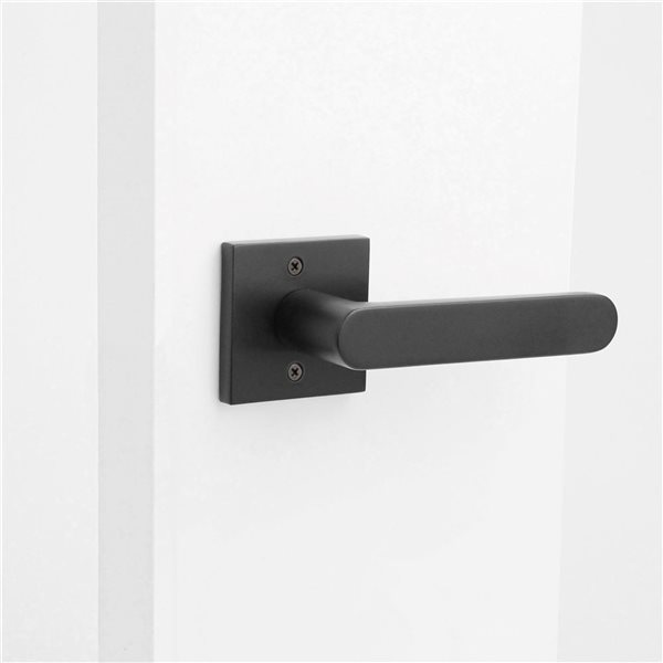 Poignée de porte factice intérieure Chrystie par McBowery moderne noir mat, paquet de 2