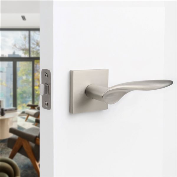 McBowery Lafayette Satin Nickel Combined Modern Interior Privacy/Passage Left Hand Door Handle