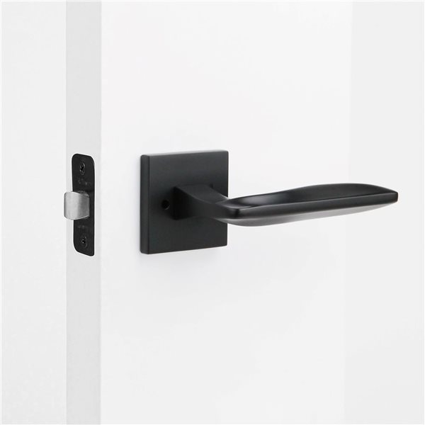 McBowery Canal Matte Black Combined Modern Interior Privacy/Passage Left Hand Door Handle