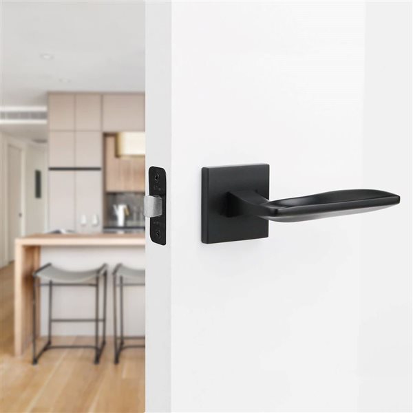 McBowery Canal Matte Black Combined Modern Interior Privacy/Passage Left Hand Door Handle