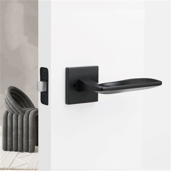 McBowery Canal Matte Black Combined Modern Interior Privacy/Passage Left Hand Door Handle