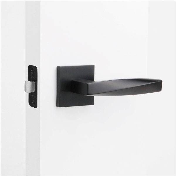 McBowery Convex Matte Black Combined Modern Interior Privacy/Passage Left Hand Door Handle