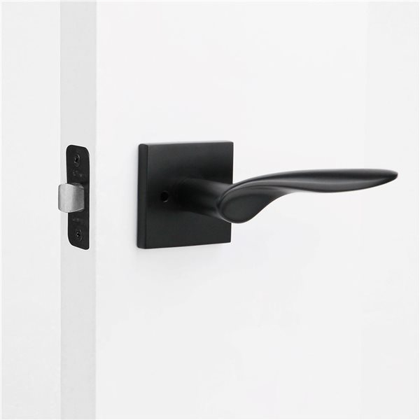 McBowery Lafayette Matte Black Combined Modern Interior Privacy/Passage Left Hand Door Handle