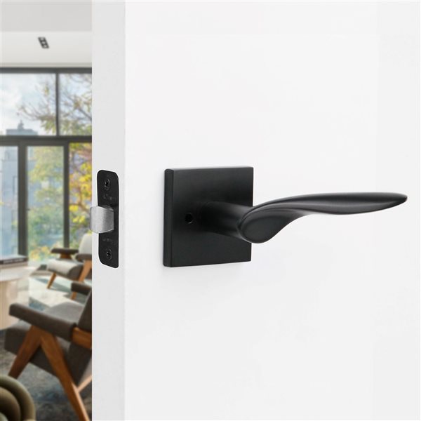 McBowery Lafayette Matte Black Combined Modern Interior Privacy/Passage Left Hand Door Handle