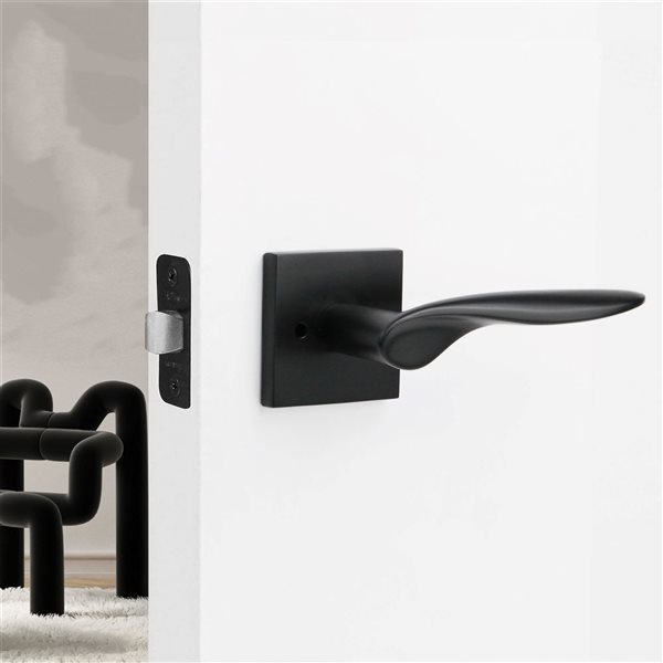 McBowery Lafayette Matte Black Combined Modern Interior Privacy/Passage Left Hand Door Handle