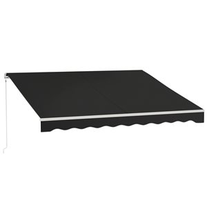 Auvent de terrasse électrique rétractable Outsunny 12 x 10 pi en polyester noir