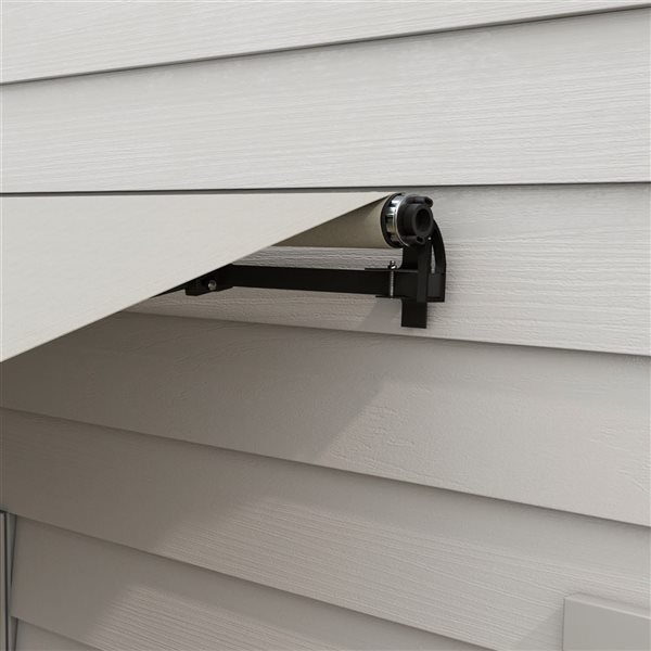 Outsunny 12 x 10-ft Light Grey Polyester Retractable Patio Awning w/ Manual Crank Handle