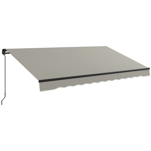 Outsunny 12 x 10-ft Light Grey Polyester Retractable Patio Awning w/ Manual Crank Handle