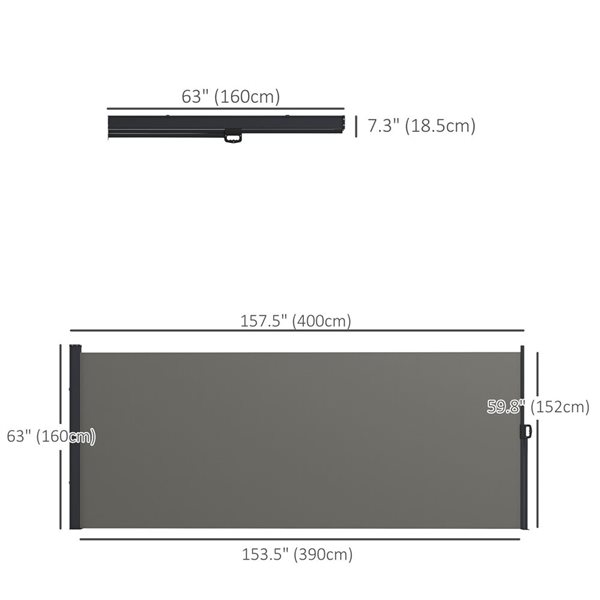 Outsunny 158 W x 63-in H Retractable Outdoor Privacy Screen - Dark Grey