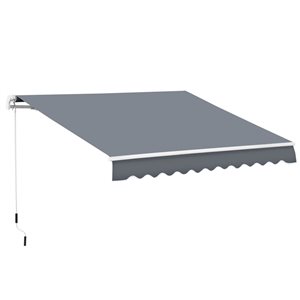 Auvent de terrasse rétractable Outsunny 10 x 8 pi en polyester gris foncé avec manivelle à main