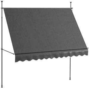 Outsunny 10 x 4-ft Dark Grey Polyester Retractable Patio Awning w/ Manual Crank Handle