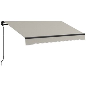 Auvent de terrasse rétractable Outsunny 8 x 6,5 pi en polyester gris clair avec manivelle à main