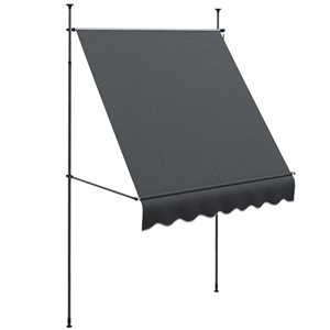 Outsunny 6.5 x 4-ft Dark Grey Polyester Non-Screw Freestanding Patio Awning w/ Adjustable Poles