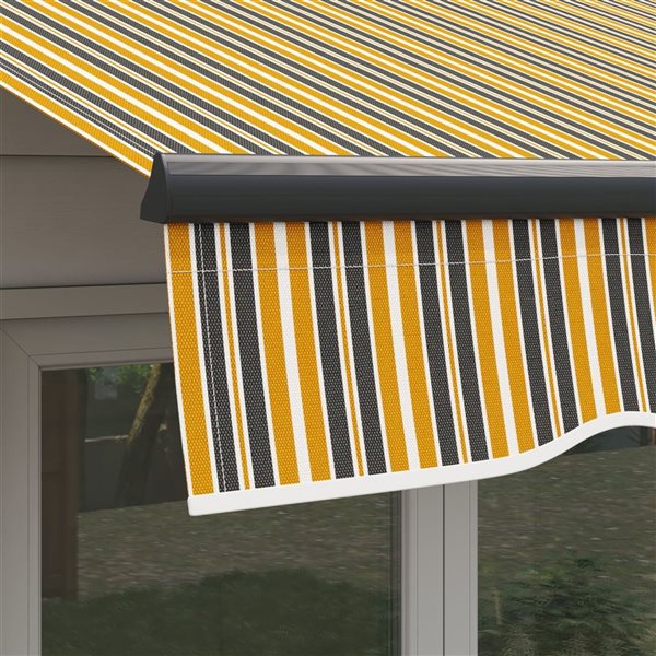 Outsunny 8 x 6.5-ft Yellow/Grey Polyester Retractable Patio Awning w/ Manual Crank Handle