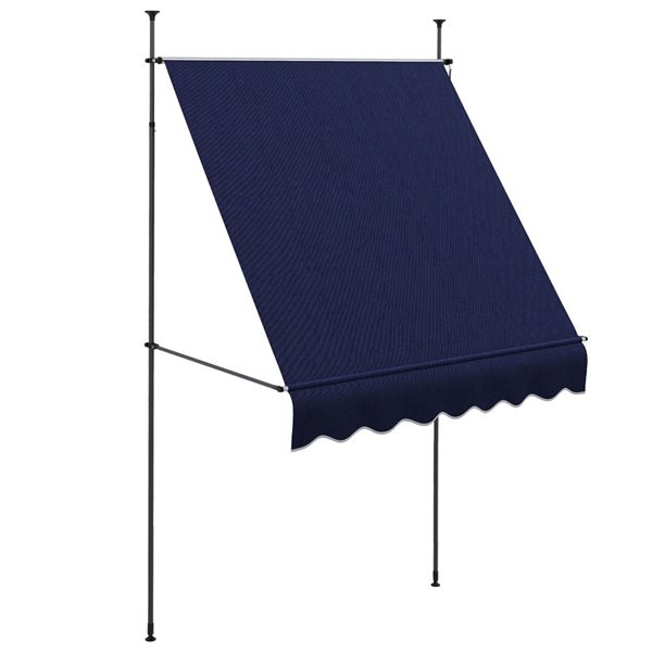 Outsunny 6.5 x 4-ft Blue Polyester Non-Screw Freestanding Patio Awning w/ Adjustable Poles