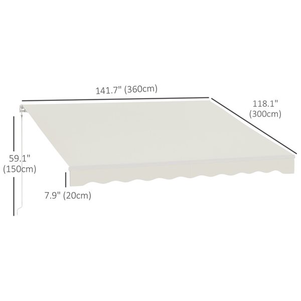 Outsunny 12 x 10-ft Cream White Polyester Retractable Motorized Awning w/ Remote Controller