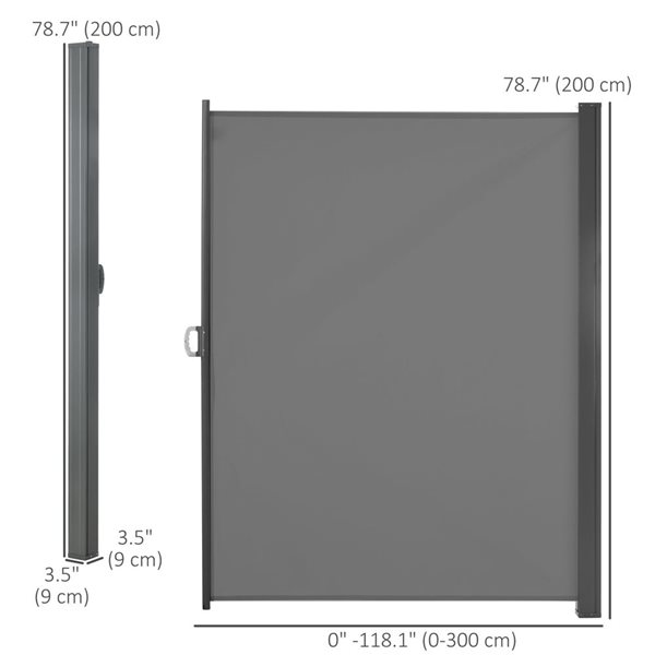 Outsunny 118 W x 79-in H Retractable Outdoor Privacy Screen - Light Grey