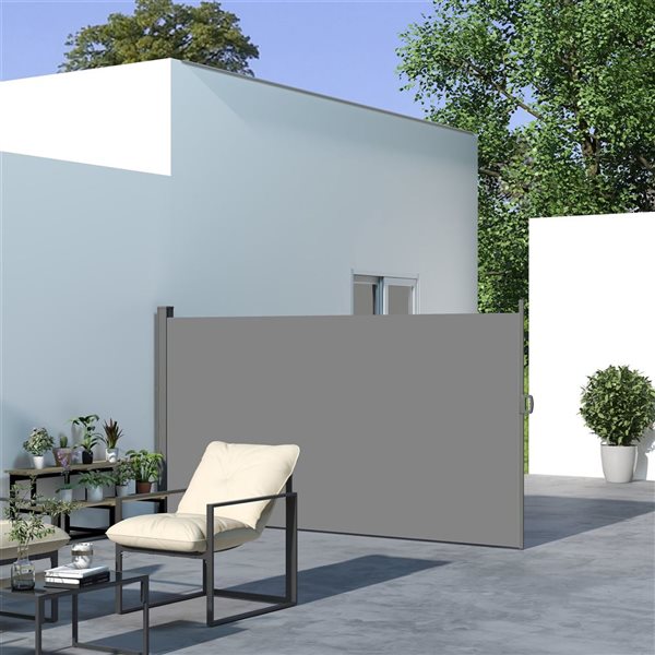 Outsunny 118 W x 79-in H Retractable Outdoor Privacy Screen - Light Grey