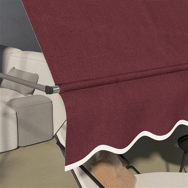 Outsunny 10 x 4-ft Red Wine Polyester Non-Screw Freestanding Patio Awning w/ Adjustable Poles