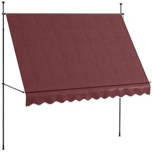 Outsunny 10 x 4-ft Red Wine Polyester Non-Screw Freestanding Patio Awning w/ Adjustable Poles