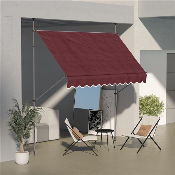 Outsunny 10 x 4-ft Red Wine Polyester Non-Screw Freestanding Patio Awning w/ Adjustable Poles